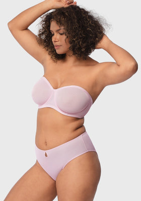 Bella Sheer Mesh Unlined Underwire Strapless Balconette Bra - 0