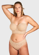 Daisy Smooth Lace Lightly Padded Longline Underwire Strapless Balconette Bra-5