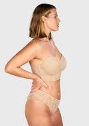Daisy Smooth Lace Lightly Padded Longline Underwire Strapless Balconette Bra-7
