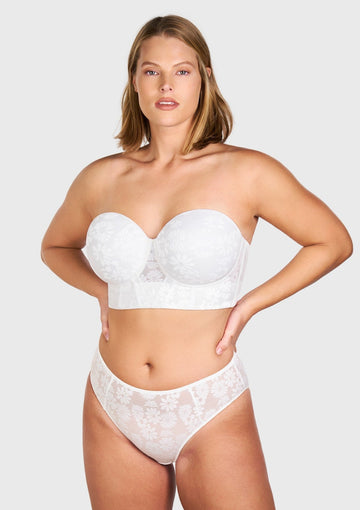 Daisy Smooth Lace Lightly Padded Longline Underwire Strapless Balconette Bra