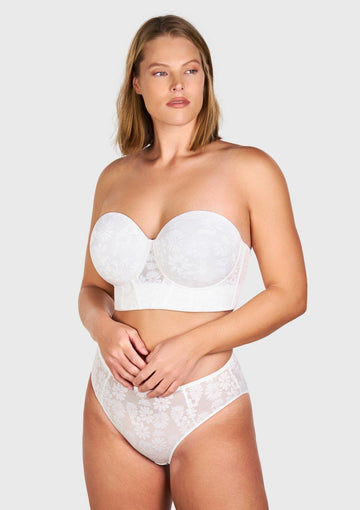 Daisy Smooth Lace Lightly Padded Longline Underwire Strapless Balconette Bra - 0