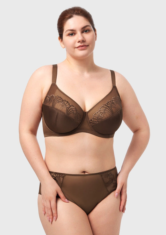 Bramela Pearl Shimmer Unlined Plus Size Full Coverage Underwire Comfortable Bra