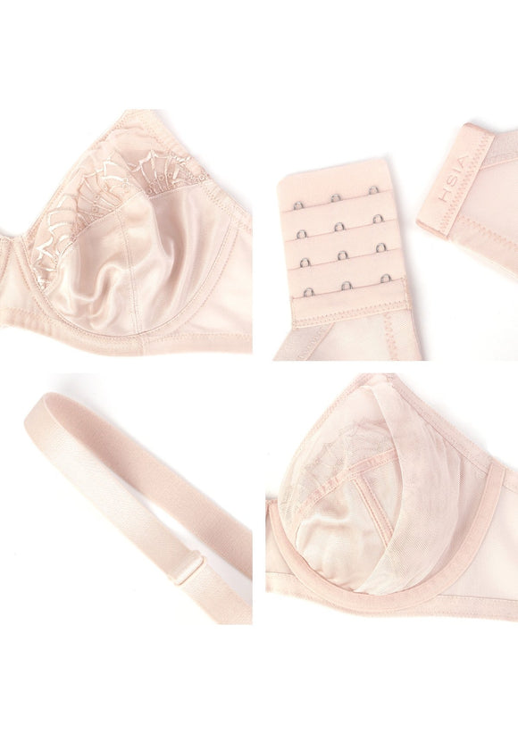 Braveaf Pearl Shimmer Unlined Plus Size Full Coverage Underwire Comfortable Bra