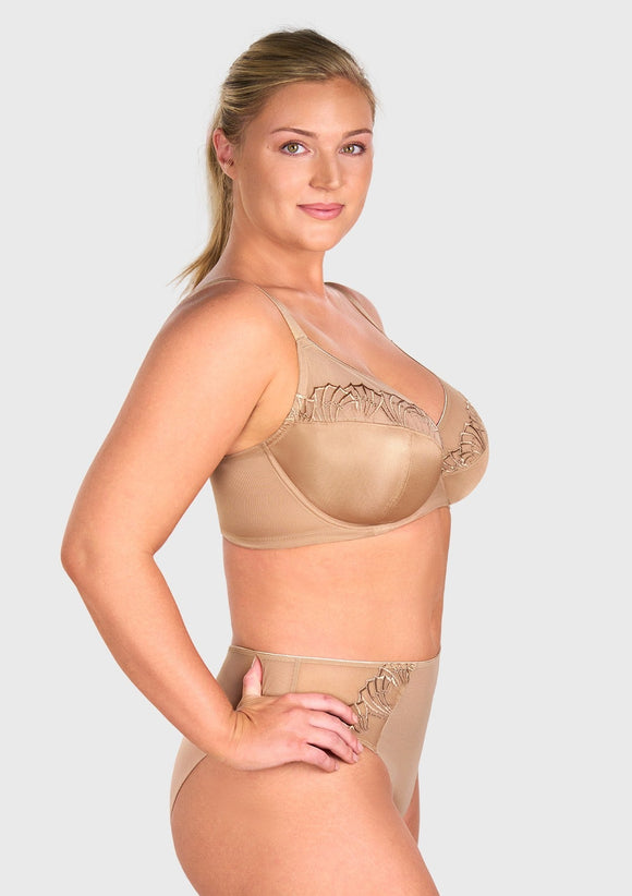 Braveaf Pearl Shimmer Unlined Plus Size Full Coverage Underwire Comfortable Bra