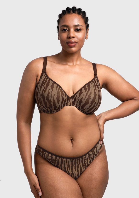 Zebra Wild Black Unlined Underwire Mesh Bra