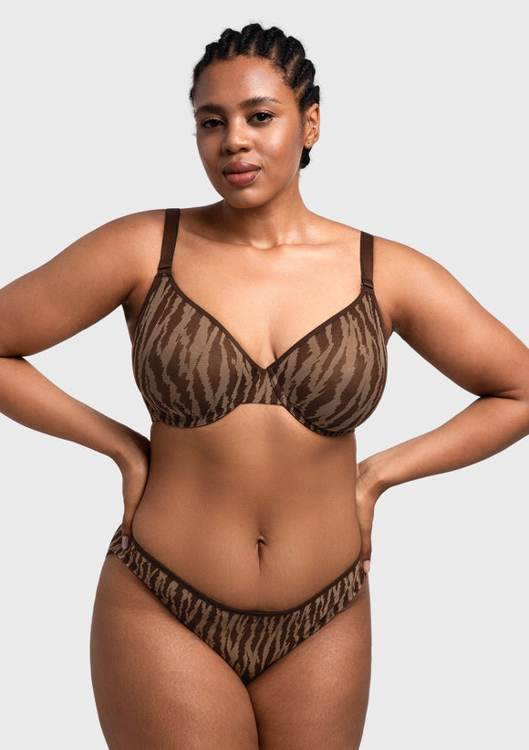 Zebra Wild Black Unlined Underwire Mesh Bra