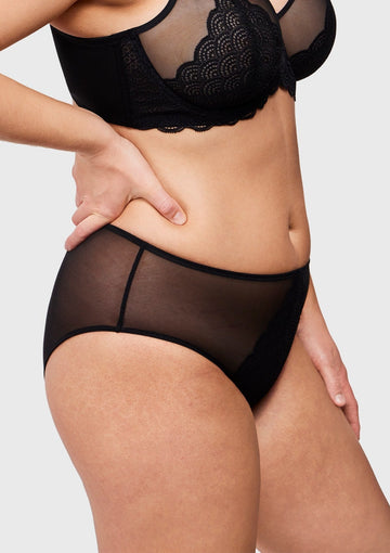 Mermaid High-Rise Black Lace Brief Underwear - 0