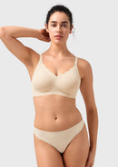 Songful All Day Comfort Petal-shaped V Neckline Wireless Buttery Soft Seamless Full Coverage Wirefree T-shirt Bra-7