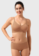 Songful All Day Comfort Petal-shaped V Neckline Wireless Buttery Soft Seamless Full Coverage Wirefree T-shirt Bra-5