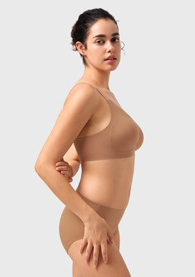 Songful All Day Comfort Petal-shaped V Neckline Wireless Buttery Soft Seamless Full Coverage Wirefree T-shirt Bra - 0