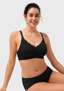 Songful All Day Comfort Petal-shaped V Neckline Wireless Buttery Soft Seamless Full Coverage Wirefree T-shirt Bra-17