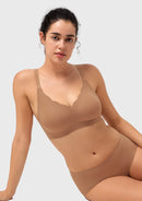 Songful All Day Comfort Petal-shaped V Neckline Wireless Buttery Soft Seamless Full Coverage Wirefree T-shirt Bra-6
