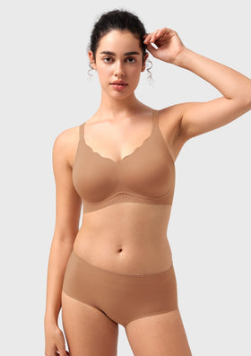 Songful All Day Comfort Petal-shaped V Neckline Wireless Buttery Soft Seamless Full Coverage Wirefree T-shirt Bra