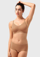 Songful All Day Comfort Petal-shaped V Neckline Wireless Buttery Soft Seamless Full Coverage Wirefree T-shirt Bra-4