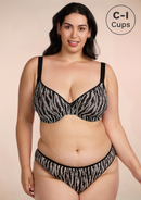 Zebra Wild Black Unlined Underwire Mesh Bra Set-1