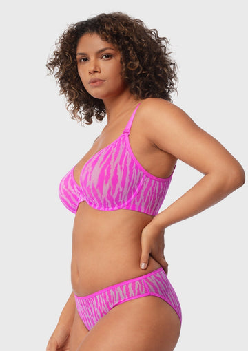 Zebra Wild Unlined Mesh Underwire Bra - 0