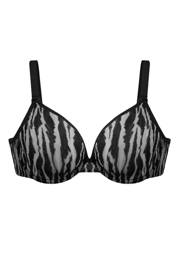 Zebra Wild Black Unlined Underwire Mesh Bra Set