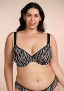 Zebra Wild Black Unlined Underwire Mesh Bra Set-5