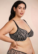 Zebra Wild Black Unlined Underwire Mesh Bra Set-2
