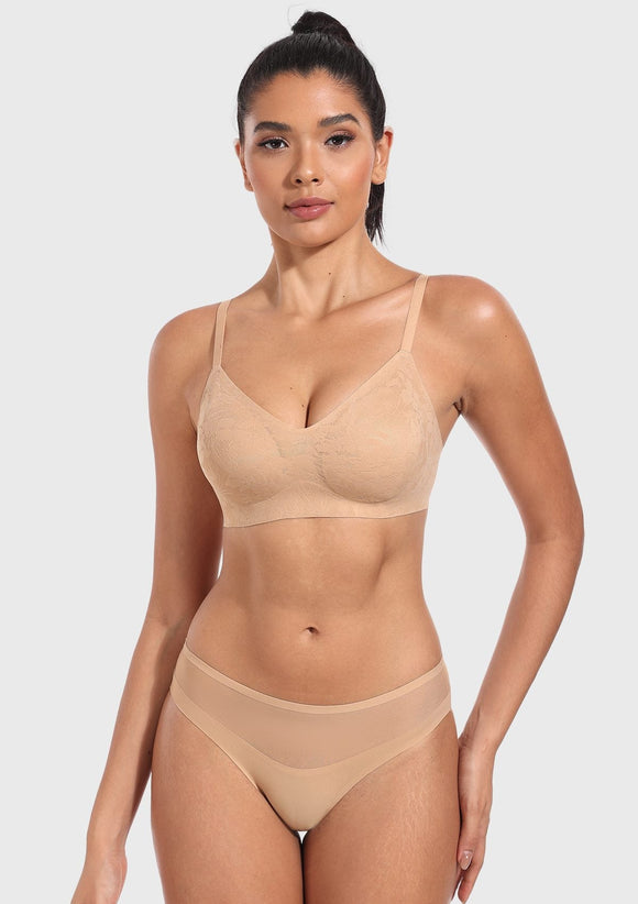 Wireless Seamless Comfort Bralette Full Coverage V-neck for Backless