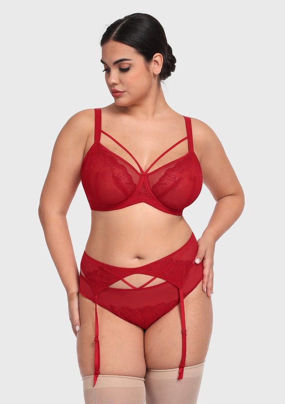 Braveaf Renna Holiday Edit Embroidery Red Underwire Bra