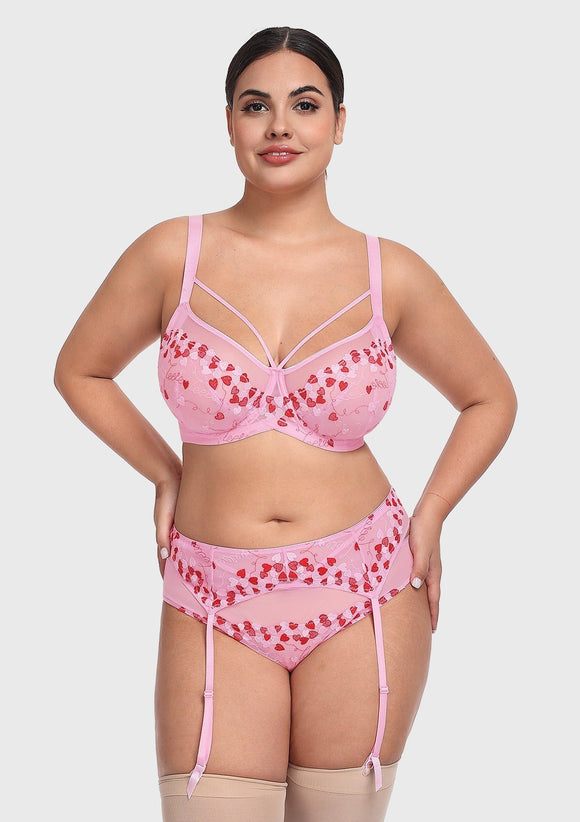 Bramela Renna Holiday Edit Embroidery Pink Lace Underwire Bra