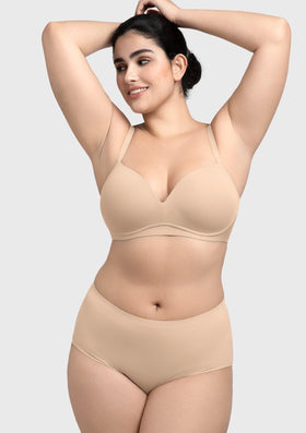 Comfortable Wireless Push Up Plunge Bra with Padded V Lift - 0