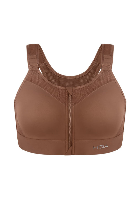 Braveaf PowerMove High Support Zip Front Sports Bra Wireless No Bounce Adjustable Wide Straps