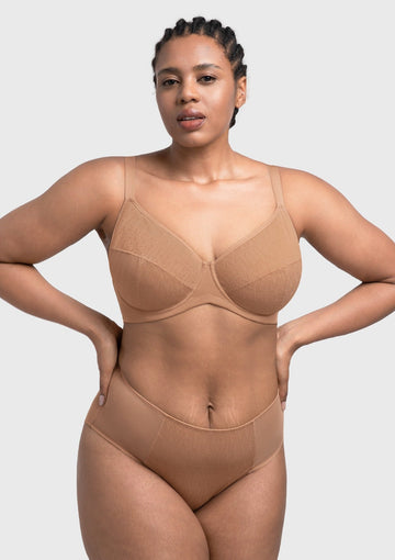 Braveaf Willa Wave Plus Size Breathable Mesh Unlined Non-padded Full Coverage Underwire Bra
