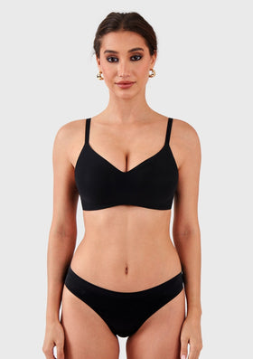 Bramela Ada Buttery Soft V-Neck Wireless Comfortable Bra No Underwire Supportive T-shirt Push Up Bralettes Plunge Seamless