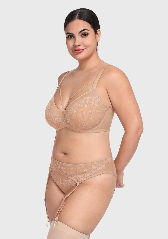 Bramela Renna Holiday Edit Embroidery Pink Lace Underwire Bra