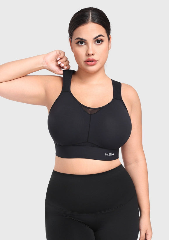 Bramela FlexCore High Impact Racerback Sports Bra Adjustable Support Full Coverage Fit