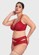 Braveaf Renna Holiday Edit Embroidery Red Underwire Bra-4