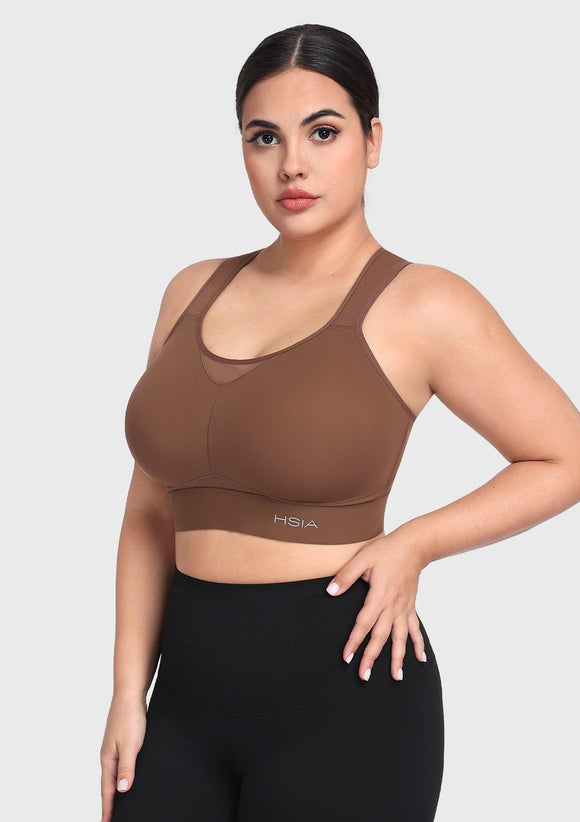 Bramela FlexCore High Impact Racerback Sports Bra Adjustable Support Full Coverage Fit