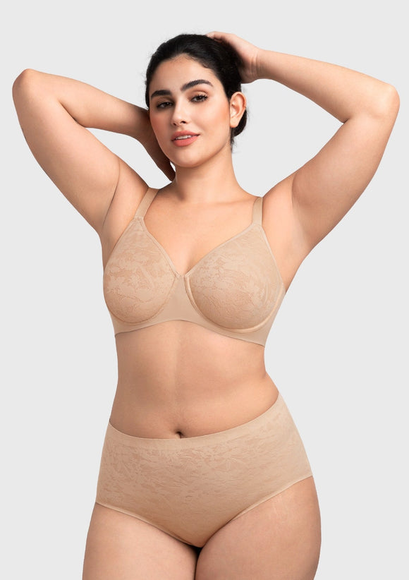 Braveaf Auri Seamless Lace Support Bra Full Coverage Underwire Comfort Fit