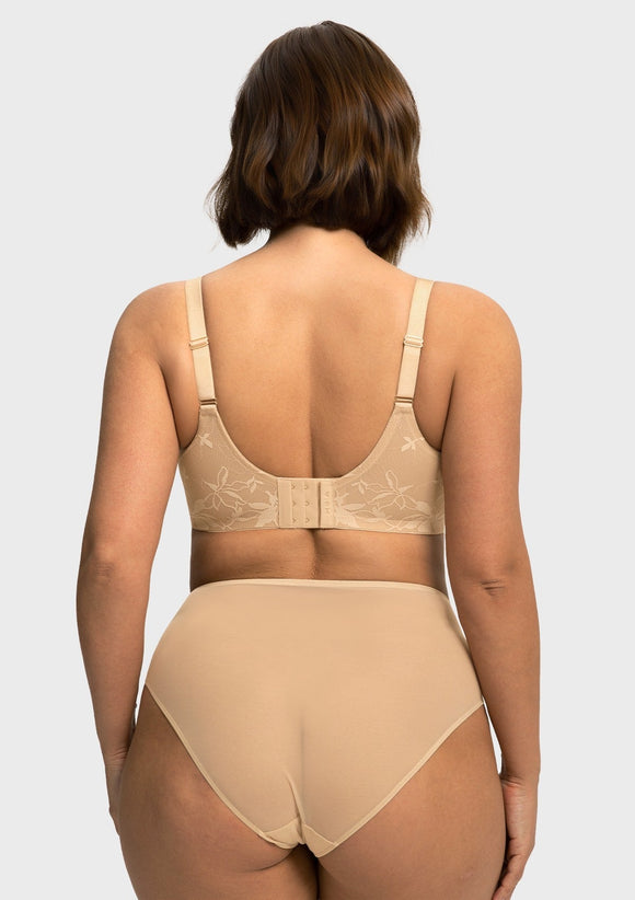 Braveaf Petalia Plus Size Seamless Lace Underwire Balconette Demi No Padded Bra with High Elastic Fabric Delicate Lace Trim Cutout & Adjustable Straps
