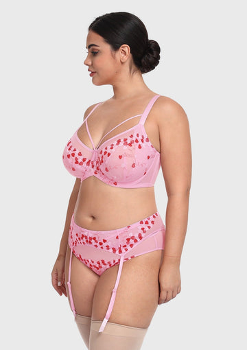 Braveaf Renna Holiday Edit Embroidery Pink Lace Underwire Bra - 0