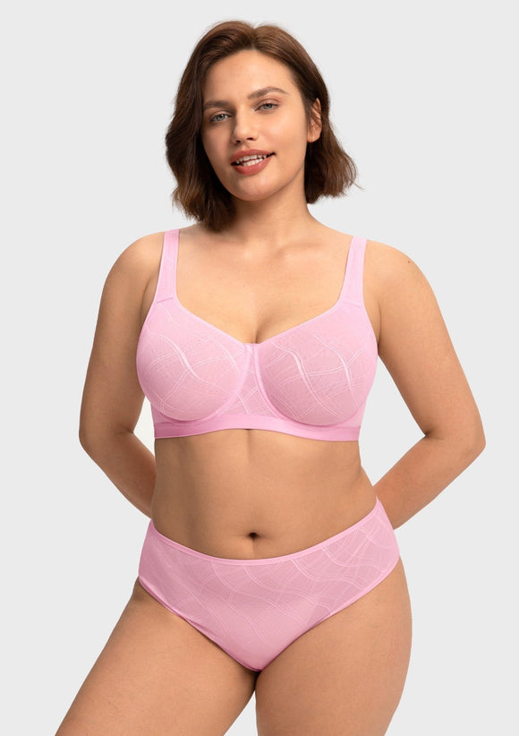 Braveaf Skylark Breathable Lightweight Supportive Jacquard Mesh Wide Strap 3/4 Cup Comfort Bra
