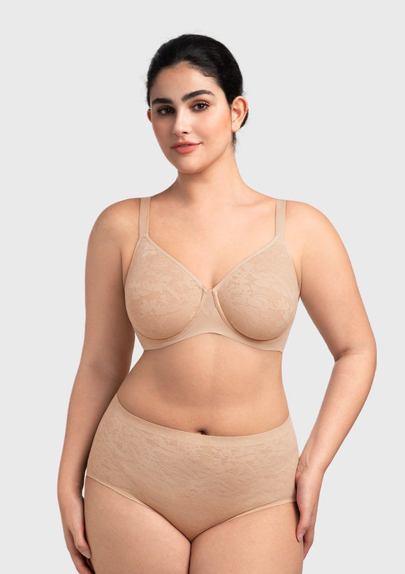 Braveaf Auri Seamless Lace Support Bra Full Coverage Underwire Comfort Fit