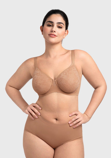 Braveaf Auri Seamless Lace Support Bra Full Coverage Underwire Comfort Fit