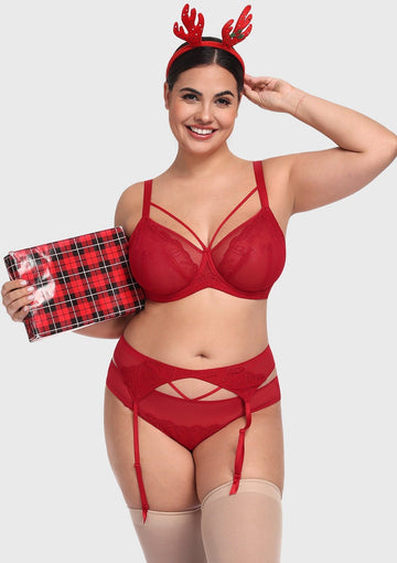 Braveaf Renna Holiday Edit Embroidery Red Underwire Bra