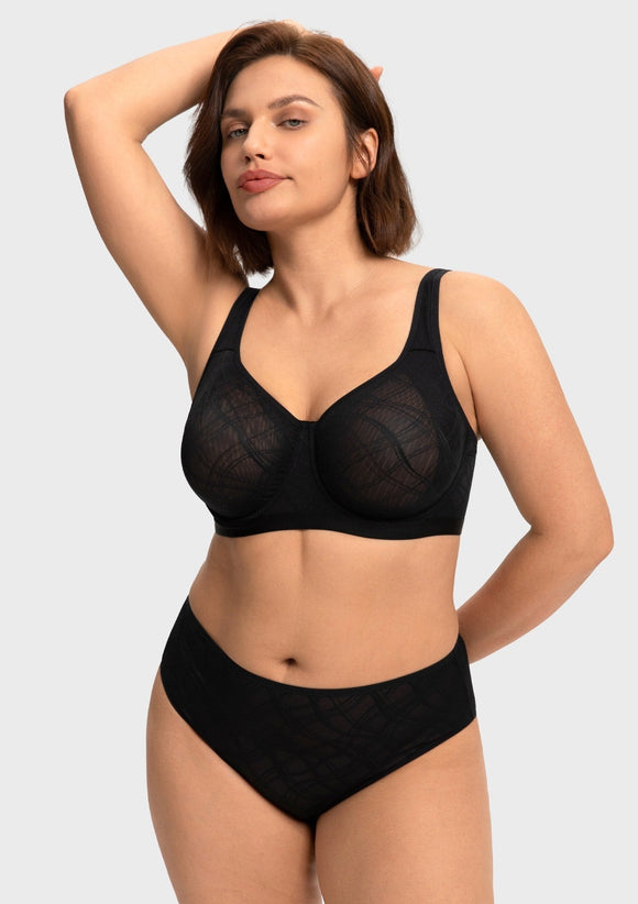 Braveaf Skylark Breathable Lightweight Supportive Jacquard Mesh Wide Strap 3/4 Cup Comfort Bra