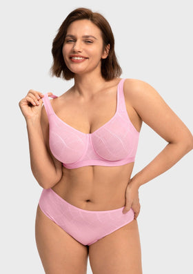 Bramela Skylark Breathable Lightweight Supportive Jacquard Mesh Wide Strap 3/4 Cup Comfort Bra - 0