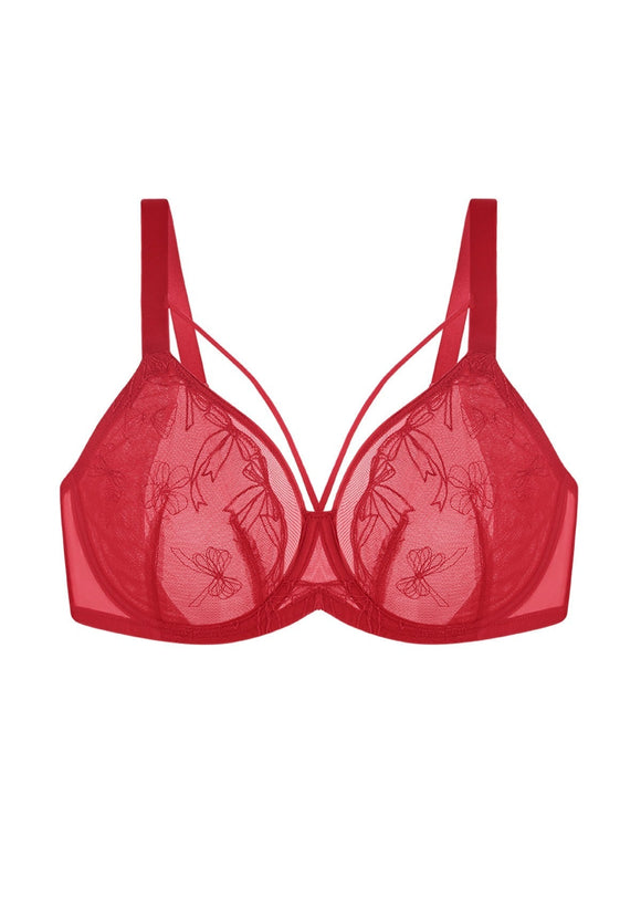 Braveaf Renna Holiday Edit Embroidery Red Underwire Bra