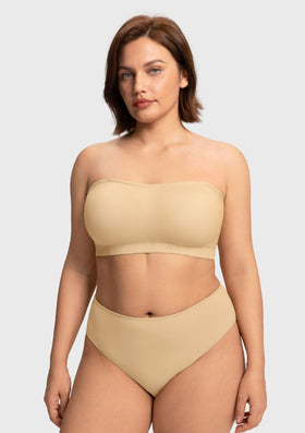 Wireless Plus Size Strapless Bra with Non-Slip Silicone & Moisture-Wicking Cups