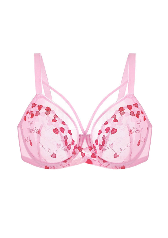 Bramela Renna Holiday Edit Embroidery Pink Lace Underwire Bra