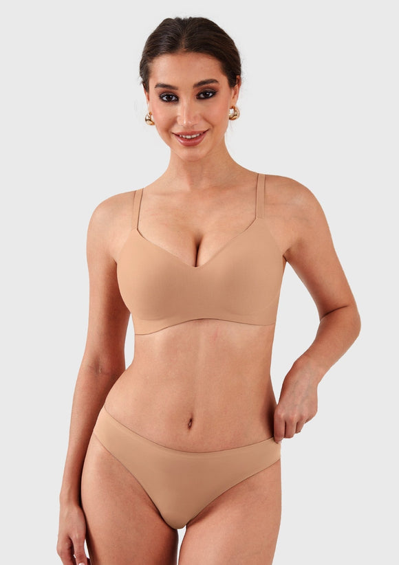 Braveaf Ada Buttery Soft V-Neck Wireless Comfortable Bra No Underwire Supportive T-shirt Push Up Bralettes Plunge Seamless