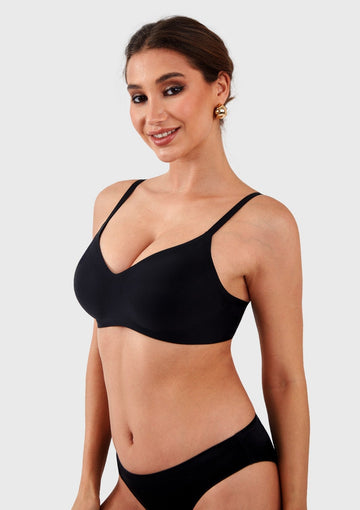 Braveaf Ada Buttery Soft V-Neck Wireless Comfortable Bra No Underwire Supportive T-shirt Push Up Bralettes Plunge Seamless - 0