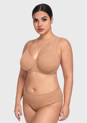 Bramela Joan Comfortzone Soft T-Shirt Full Coverage Unlined Unpadded Underwire Plus Size Minimizer Bra Everyday Bra - 0