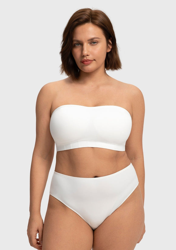 Wireless Plus Size Strapless Bra with Non-Slip Silicone & Moisture-Wicking Cups